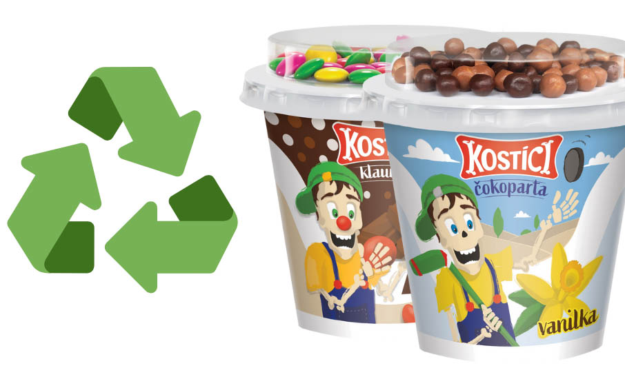 Jogurty Kostíci mají nově plně recyklovatelný kelímek