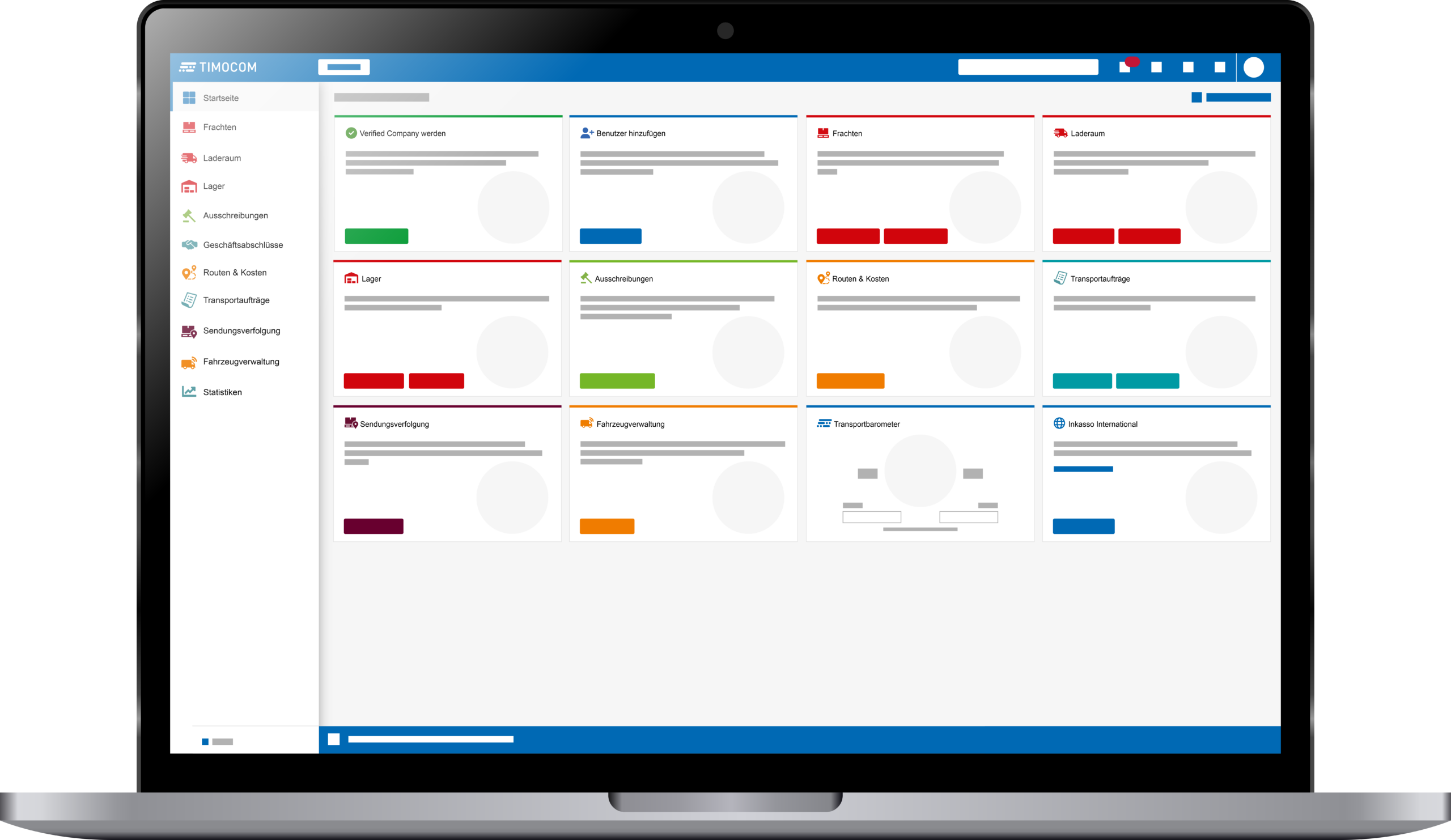 TIMOCOM Marketplace na notebooku