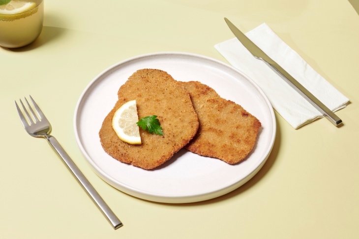 Planted's plant-based schnitzel on a plate.